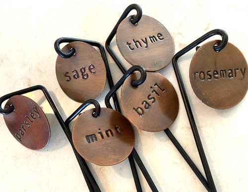 Smith & Hawken Metal Garden Herb Stakes Set of 6-Basil Sage Thyme Mint...8.5" L