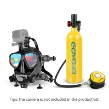 GOYOJO 1L Scuba Tank & Full Face Mask,Portable Lung Tank Diving Snorkeling Tank 