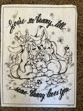 Tri-Chem Ready to Paint Liquid Embroidery VTG Fabric 7259 YOU'RE NO BUNNY  COL