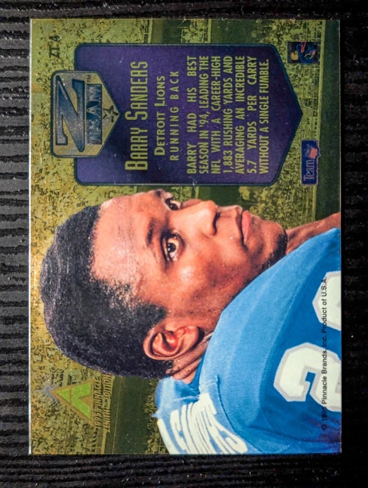 1995 Pinnacle Zenith Z-Team ZT4 Barry Sanders SP - Detroit Lions HOF RB - image 2 of 2