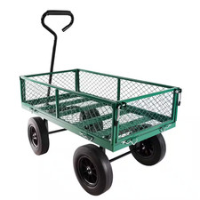 4.86 Cu. Ft. Green Metal Garden Cart with Removable Sides