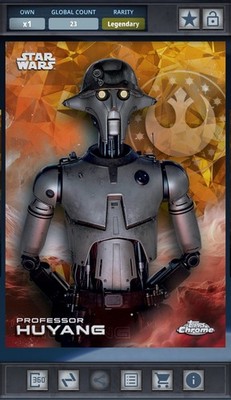 Professor Huyang - Gold 50cc Legendary Star Wars Card Trader Chrome Sapphire