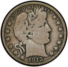 1913-P Barber Half Dollar V6-Fine Condition
