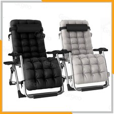Outdoor Reclining Zero Gravity Chair Extra Wide Adjustable Garden Sun Lounger UK
