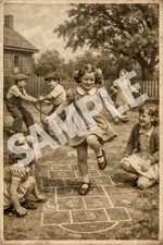 Vintage Look Carefree Children At Play Art  picture decor wall hanging "8x10" 