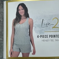 Live 2 Lounge Women's XS 4-Piece Pointelle Lounge Set Green e0005