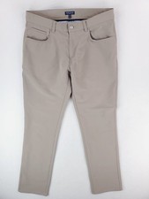 Peter Millar Crown Crafted Kirk Performance Pants Mens 35x32 Khaki Stretch Golf