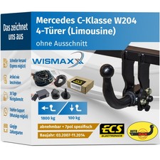 ANHÄNGERKUPPLUNG abnehmbar für Mercedes C-Klasse W204 07-14 +7pol E-Satz ECS