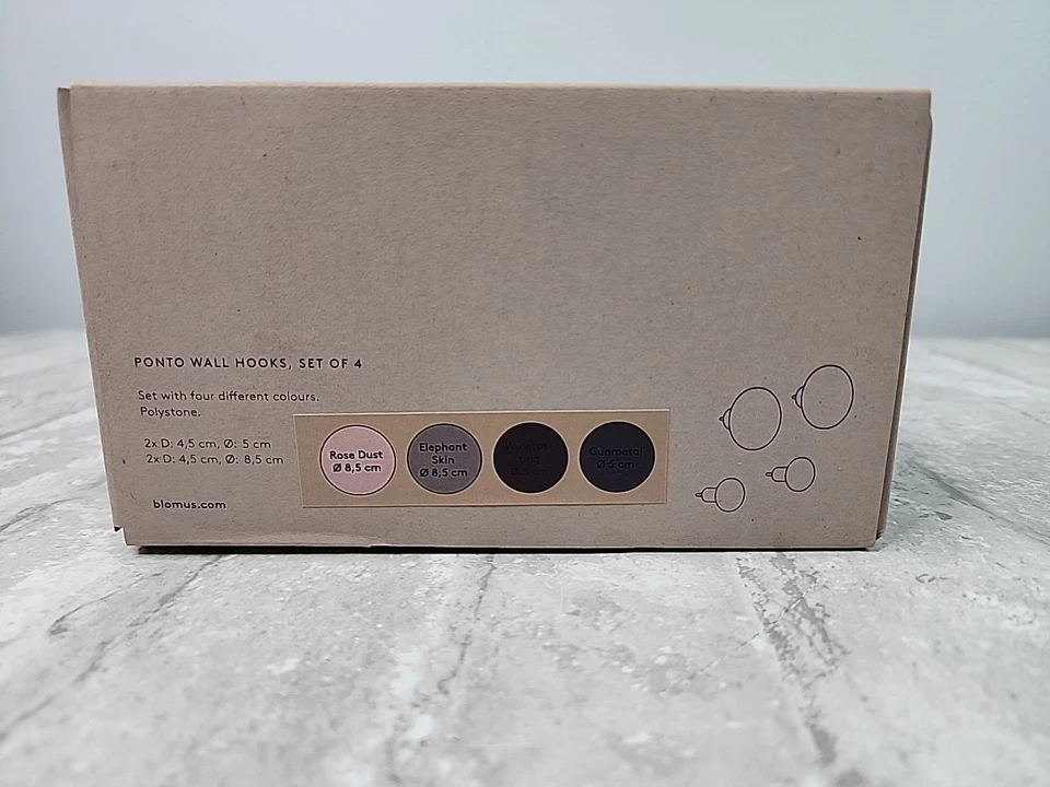 Juego de 4 ganchos de pared Blomus Ponto rosa polvo piel de elefante cata de vino Gunmetal nuevo Foto 3 de 4