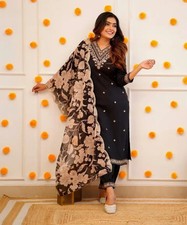 Party Wear Designer Salwar Kameez Indian Women's Kurti Pant with Dupatta Set