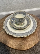 Royal Albert tea cup and saucer TRIO - Silver Birch pattern