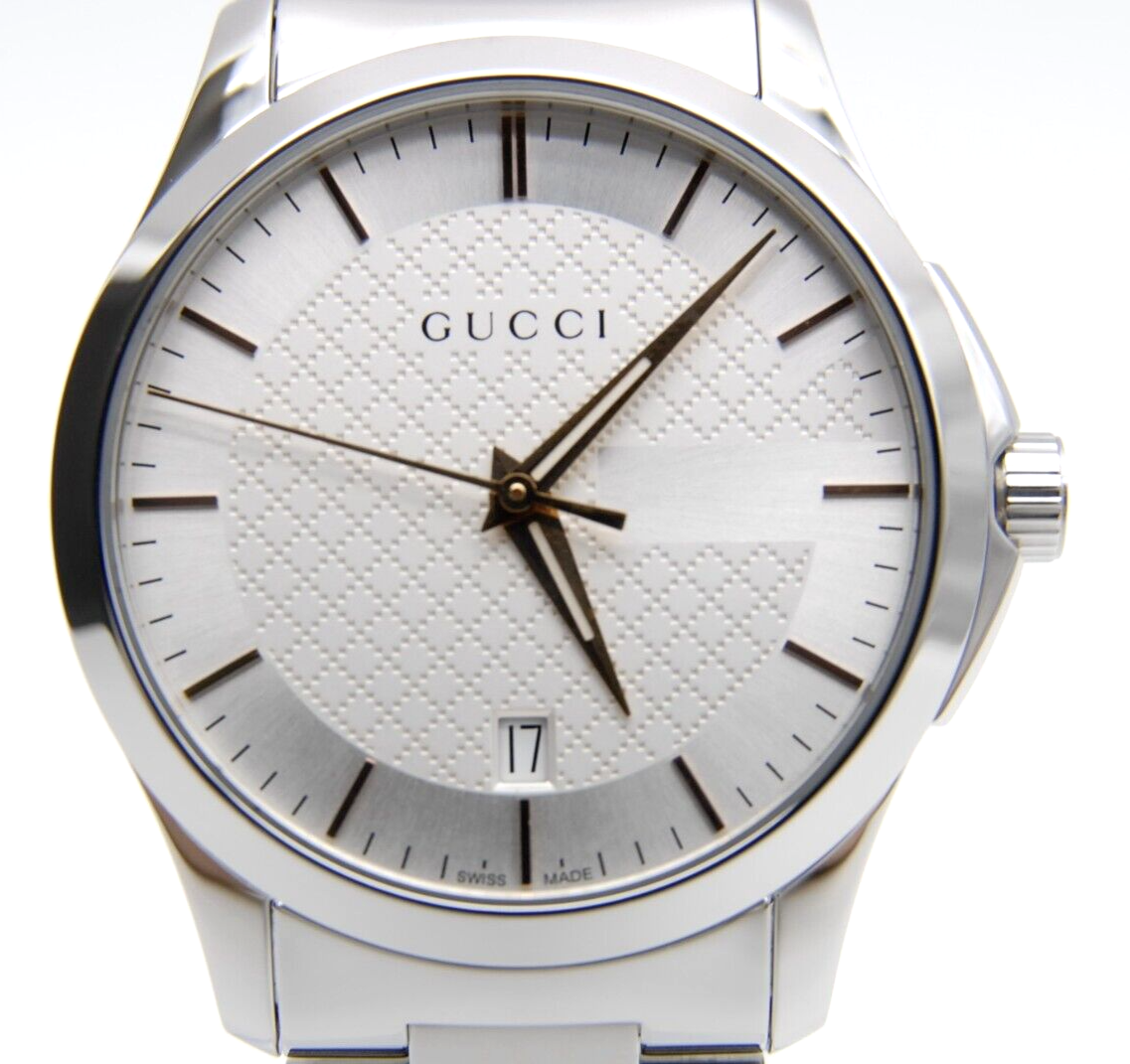 グッチ時計 TOP MINT w/Box] GUCCI G Timeless 126.4 YA126442 38mm White Dial QZ