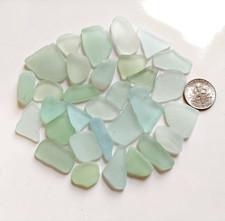 30 small seafoam aqua Sea Glass pcs genuine surf tumbled, JQ, light green bulk