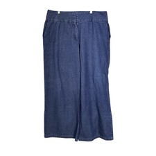 Cato Women's Sz 14 Classic Blue Striped Pinstripe Wide Leg Trouser Pants Office