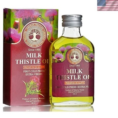 Siberian Natural Milk Thistle Oil 3.4 Fl Oz - Cold Pressed and Preservative-Free