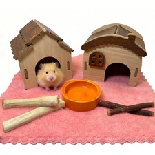2 PCS Wooden Hamster Hideout Maze Platform Detachable Cage Accessories Rat
