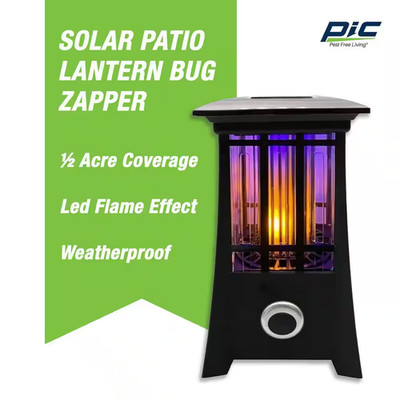 Solar Patio Lantern Bug Zapper   LED Flame Effect, Covers 1/2 Acre