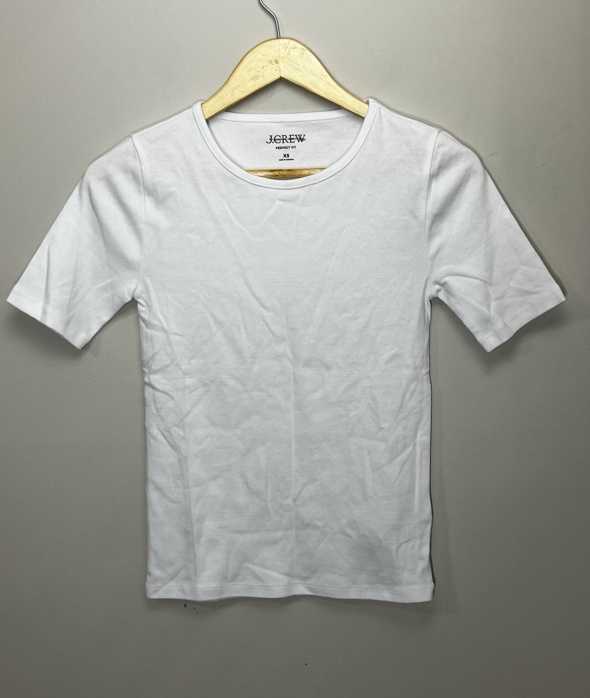 J Crew Refined Rib Elbow Sleeve T Shirt Womens Extra Small White Stretch - READ
