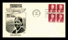 DR JIM STAMPS US COVER LUCY STONE 50C PROMINENT AMERICANS FDC BLOCK FLEETWOOD