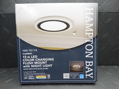 Hampton Bay Clement 13in Black Indoor LED Flush Mount Color Changing Night Light