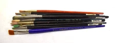 Lot of 9 Painters Synthetic Hair Brushes Utrech 209 Princeton Round Filbert More