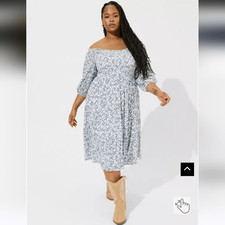 Torrid Midi Washable Gauze Off The Shoulder Dress Size 3