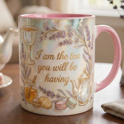 2D PRINT I Am The Tea You Will Be Having Mug, Faux Lavender Design, Bookish