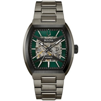 Bulova Maquina 98A321 Automatic Green Skeleton Dial Stainless Steel Men's Watch