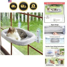 Cat Window Perch Glass Wall Hammock with Cushions Foldable Large Bed Gray