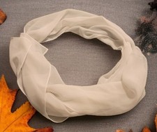 Womens White Sheer 100 Polyester Scarf 45"X7.5"