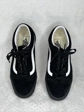 Vans Old Skool Leather Suede Sneaker Men 7 / Women 8.5 Black Gym Style 751505