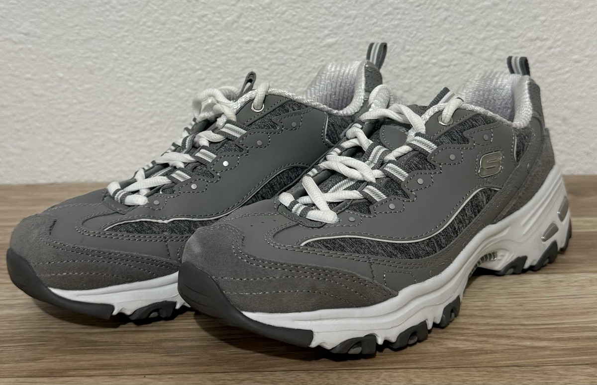 Skechers D'Lites Air Cooled Memory Foam Leather Sneakers Shoes Womens