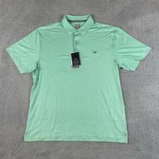 Callaway Men's L Neptune Green Geometric Opti-Dri Stretch Short Sleeve Golf Polo