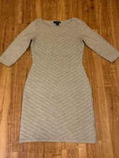 Lauren Ralph Lauren Womens Size Small Cotton Sweater Dress Texture Greenish Gray