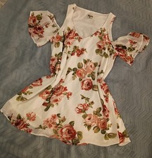 Show Me Your MuMu Pink Floral Birdie Ruffle Cold Shoulder Mini Dress M