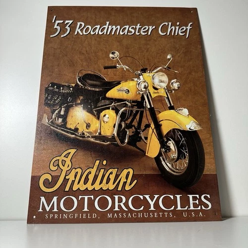 Vintage Style Indian Motorcycle '53 Roadmaster Chief Metal Tin Sign