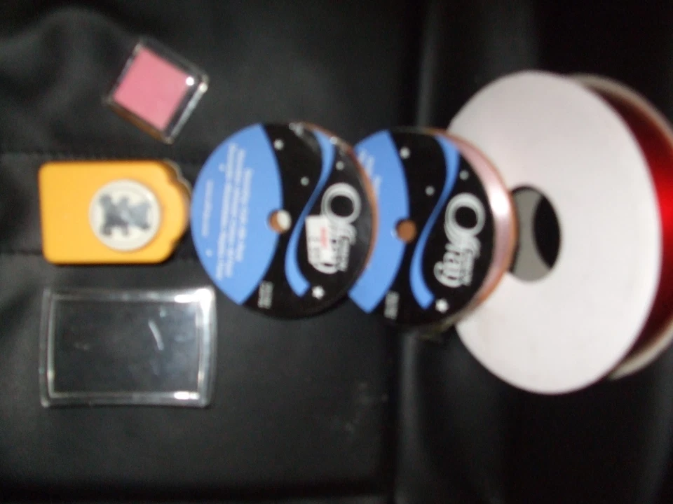 3 ROLLS RED PINK & BROWN RIBBON ORNAMENT STAMP WITH BLACK PINK INK new $48 VALUE - Image 3 of 3