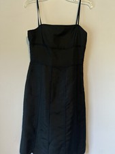 Ann Taylor Silk Sheath Dress Spaghetti Straps Solid Pattern Black Size 6 Lined 