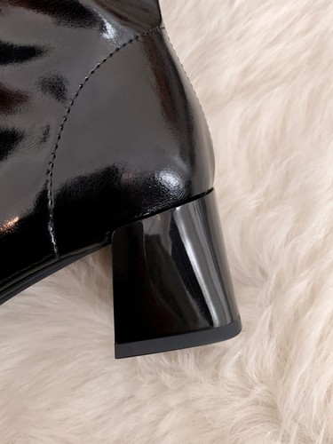 Mid Calf Boots Chunky Heel Square Toe Casual Women's Riding Fashion Shiny Shoes - Foto 8 di 17