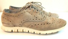 Cole Haan Women's 6 Shoes Zerogrand Wingtip Oxford Gray Suede Open Hole EUC