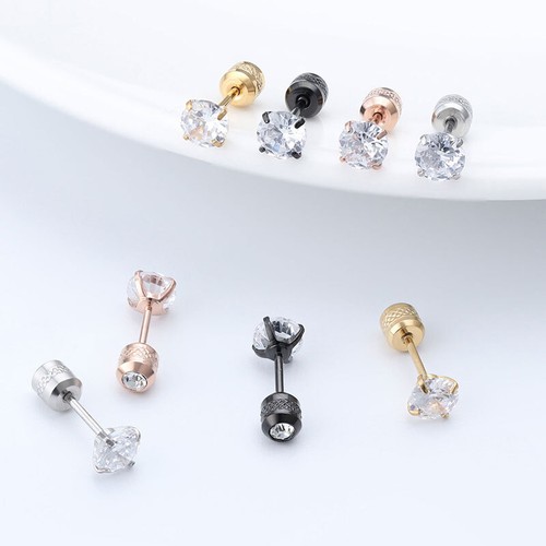 Womens Earring Jewelry Stud Earring Ear Decoration Piercing Small Zircon Round