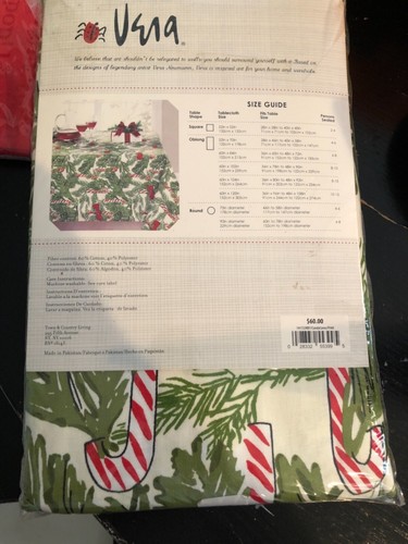 Vera Neumann CANDY CANES 70" Round Red & Green Christmas Tablecloth -- NWT - 第 3/4 張圖片