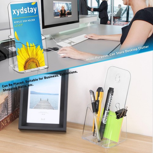 Acrylic Brochure Holder 4x9 Inches Slant Back Design, Clear Display Stand, Pl... - Picture 7 of 8