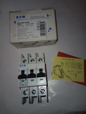 NEW GENUINE EATON FAZ-C25/3-NA CIRCUIT BREAKER 25A C 3P 480Y/277VAC 102252