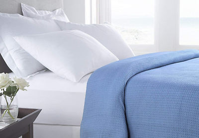 Bed Bath & Home 100% Cotton Waffle Weave Blanket - Queen Size 90"x90", Lightweight All-Season Throw For Hot Sleepers, Grey