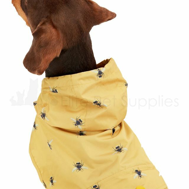 Joules Dog Coat Showerproof Pack away Lightweight Rain Jacket Gold Bee
