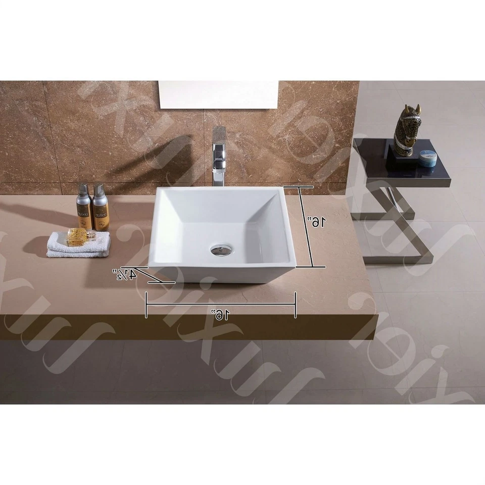 Contemporary White Ceramic Porcelain Vessel Bathroom Vanity Sink - 16 x 16-inch - Image 3 of 3
