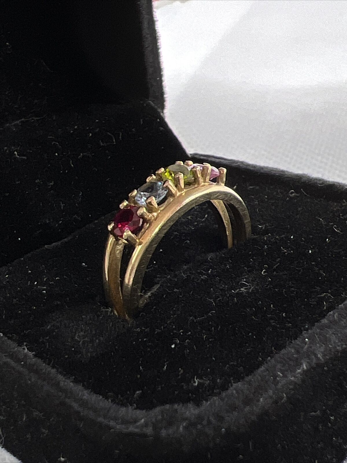 Solid 10K Yellow Gold Created Ruby & Sapphire Mul… - image 9