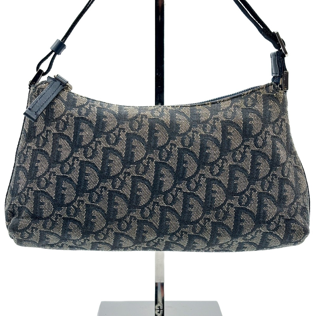 Christian Dior Accessory Pouch Shoulder Bag Purse Trotter Canvas Navy Auth