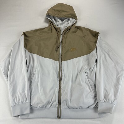 Nike Reversible Windrunner In Jacket Adult L White Gold Hoodie Swoosh 